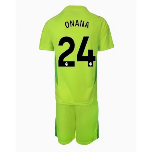 Fotballdrakt Barn Manchester United Andre Onana #24 Keeper Bortedraktsett 2024-25 Kortermet (+ Korte bukser)